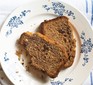 Easy vegan banana bread on floral plate