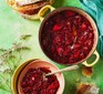 Beetroot bourguignon in a casserole dish