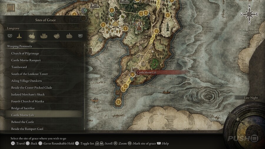 Elden Ring: All Site of Grace Locations - Weeping Peninsula - Castle Morne Lift