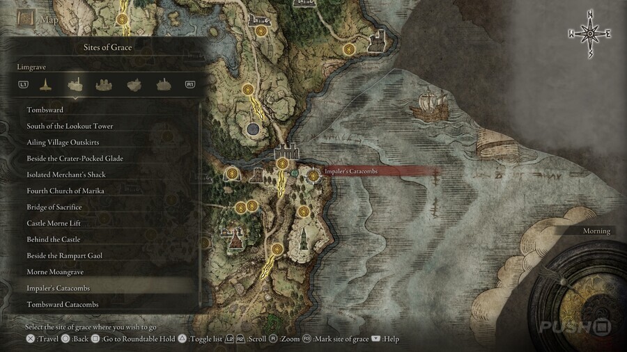 Elden Ring: All Site of Grace Locations - Weeping Peninsula - Impaler's Catacombs