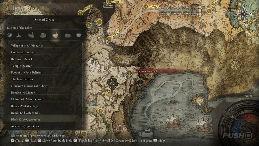 Elden Ring: All Site of Grace Locations - Liurnia of the Lakes - Black Knife Catacombs