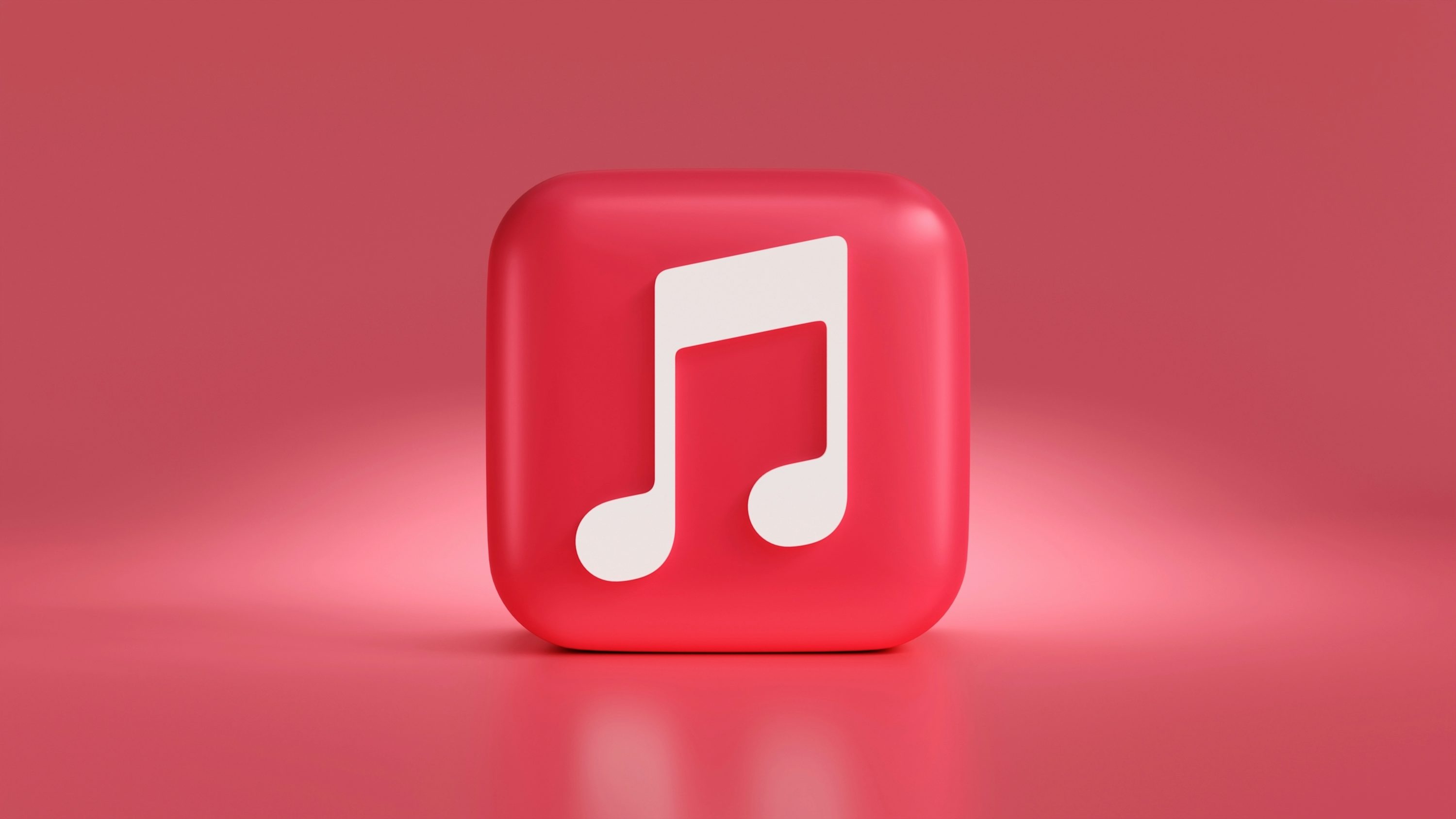 um quadrado vermelho com uma nota musical
