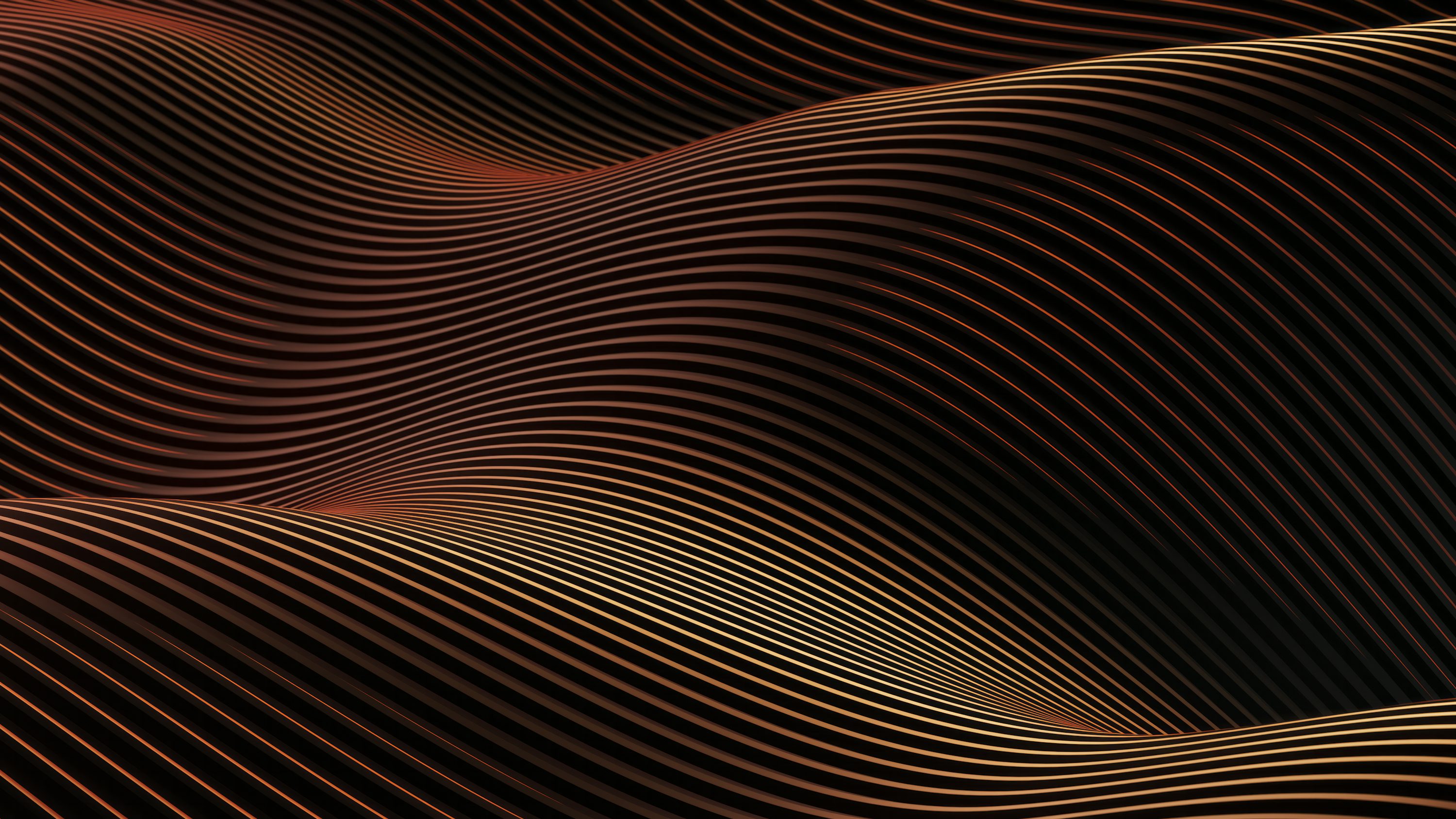 a black and orange background with wavy lines