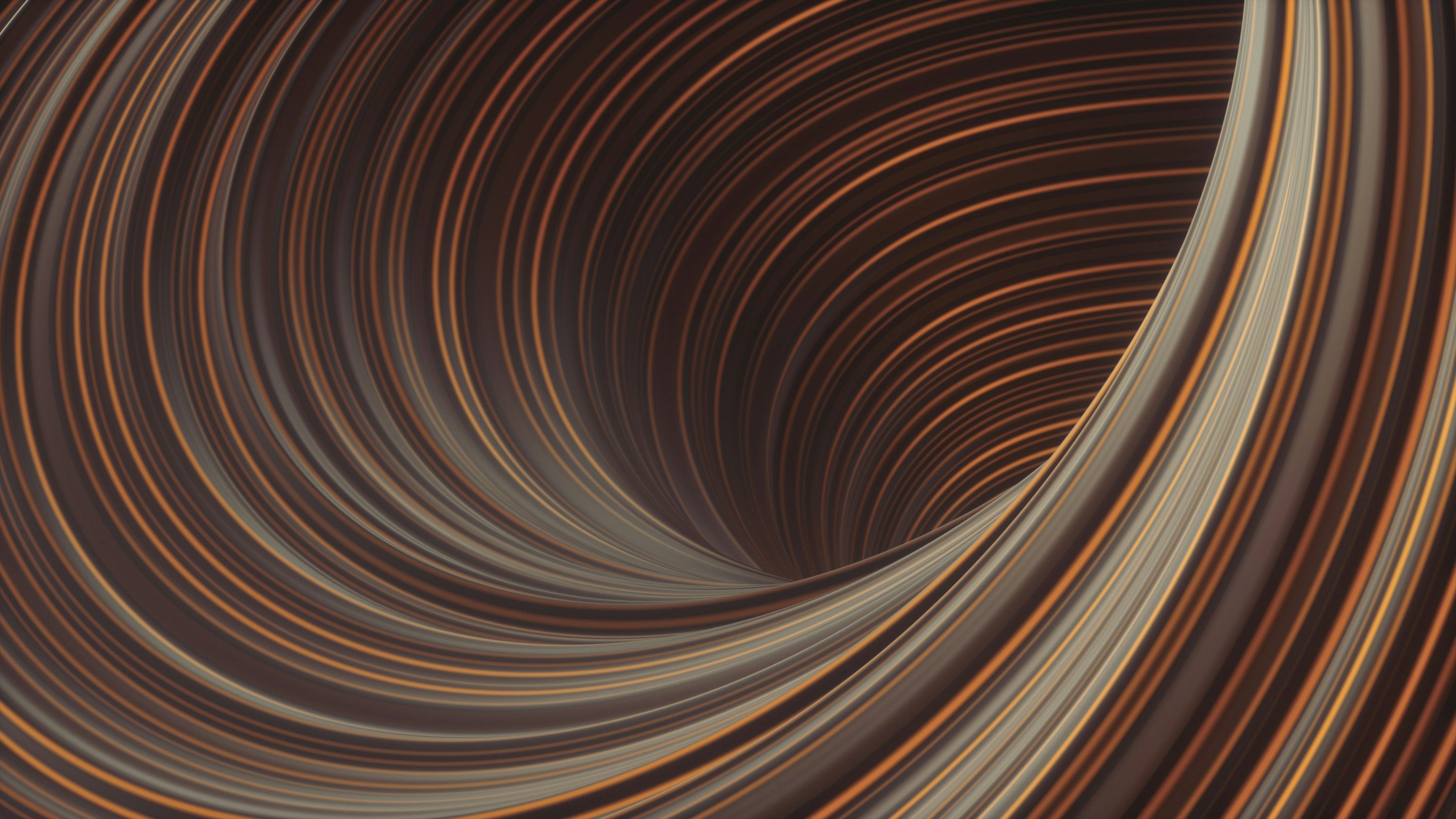 a swirl of brown and white lines on a black background