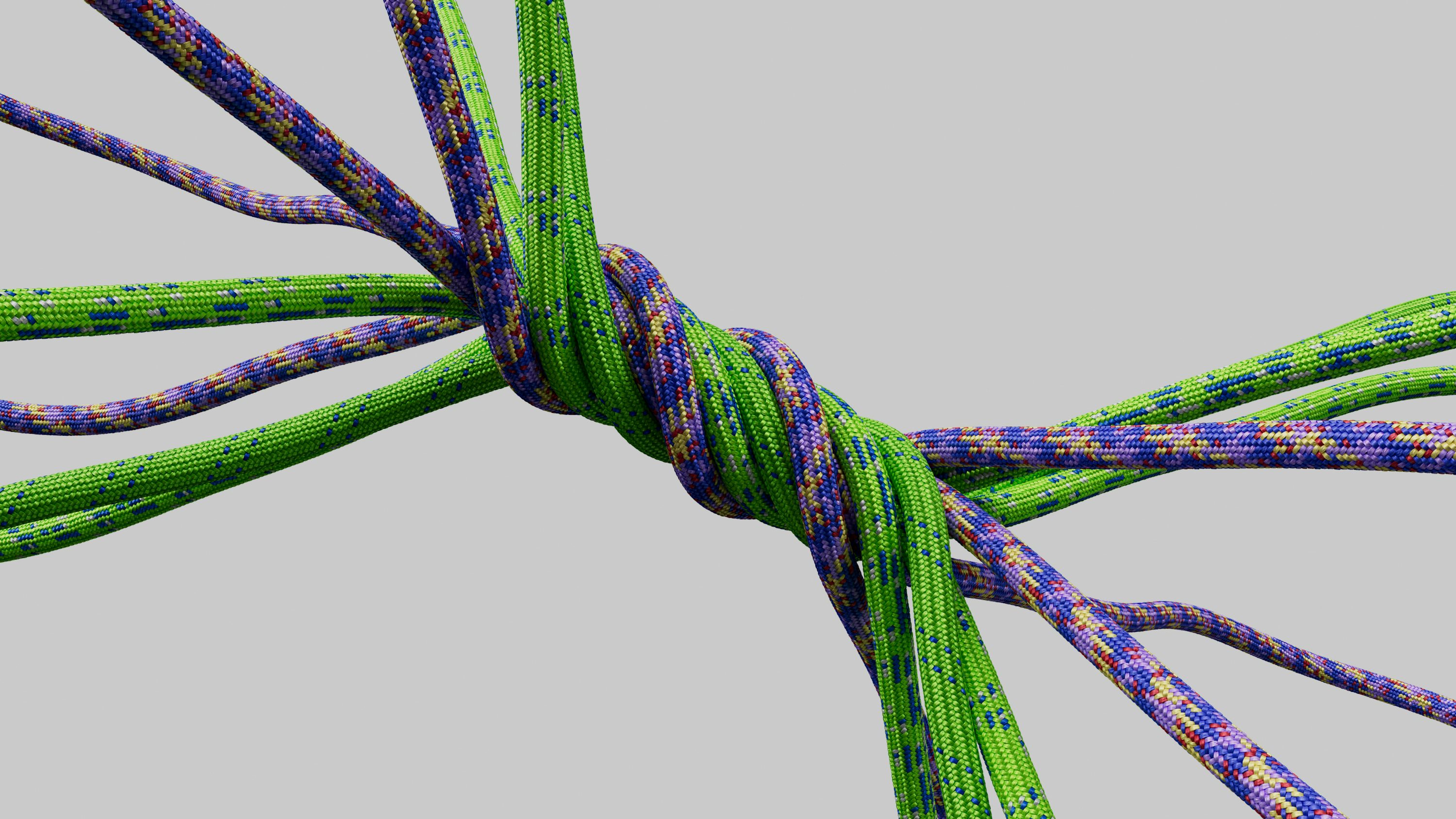 a close up of a green and blue string