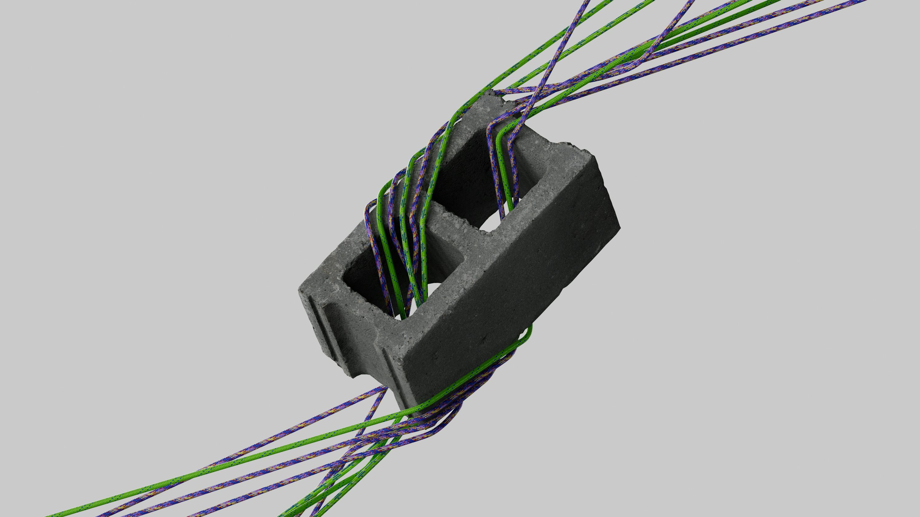 a close up of a wire with green and purple wires