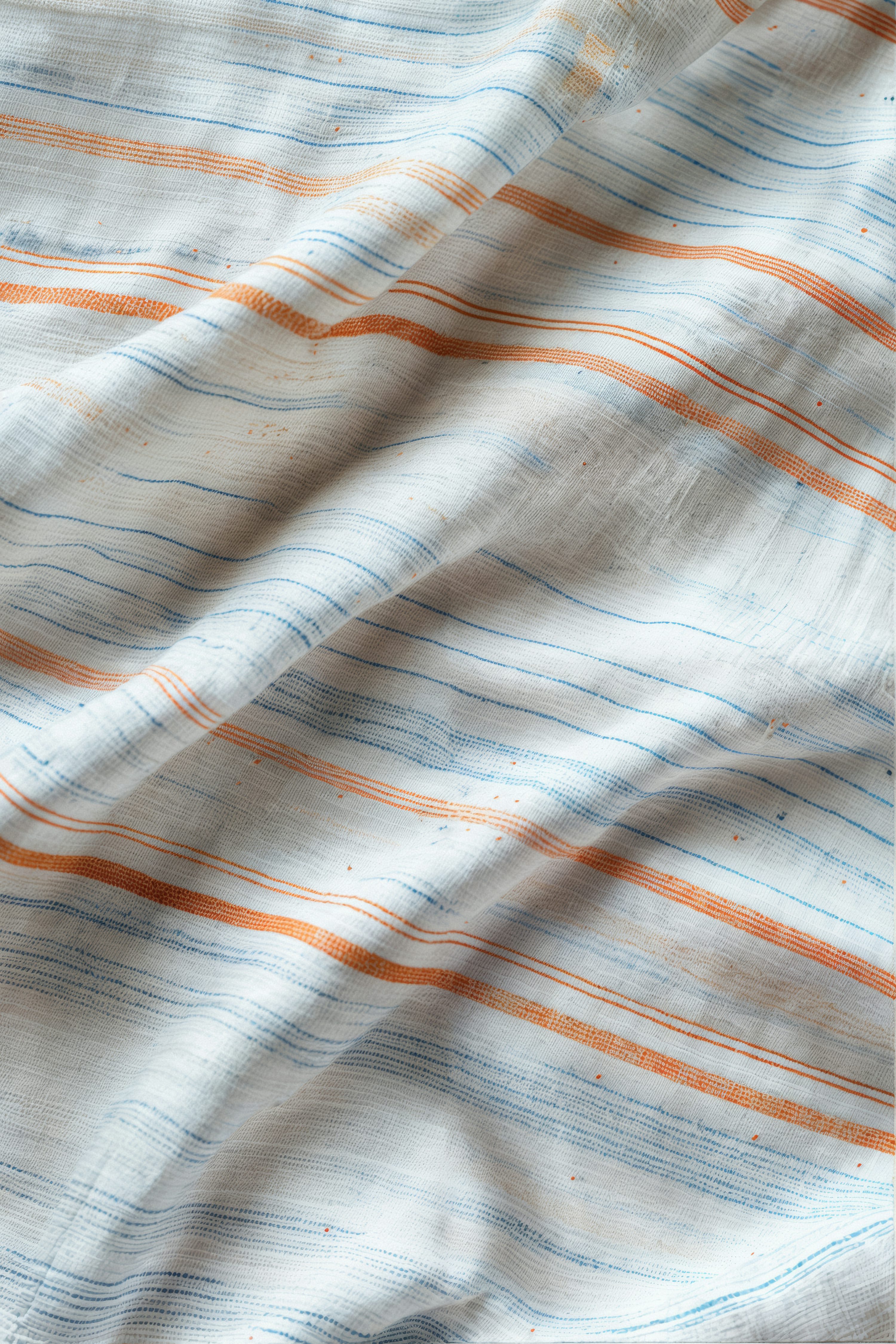 Un primer plano de una tela a rayas blancas y naranjas