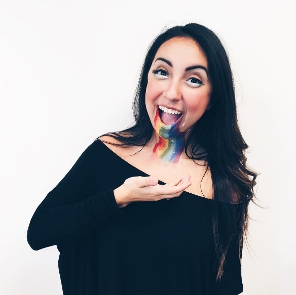 girl with a rainbow on her chin