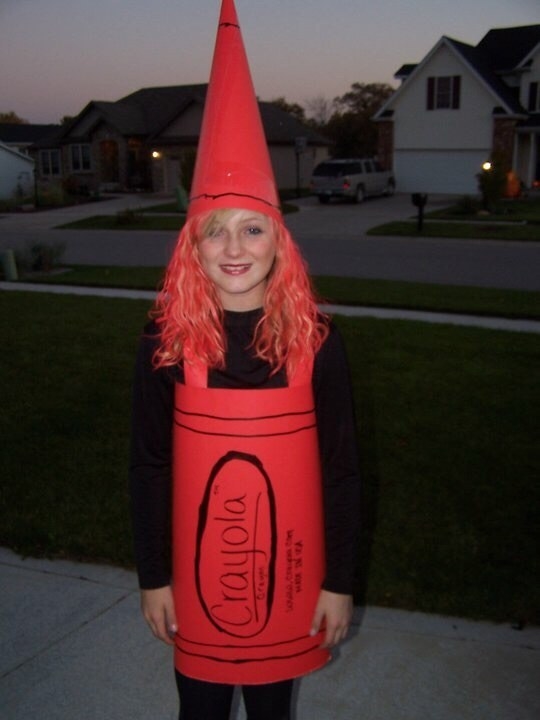 girl in a red crayon costume