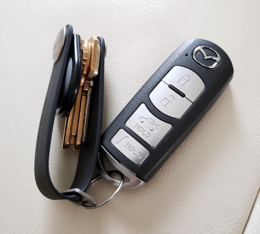 reviewer photo of keys neatly tucked away on key chain