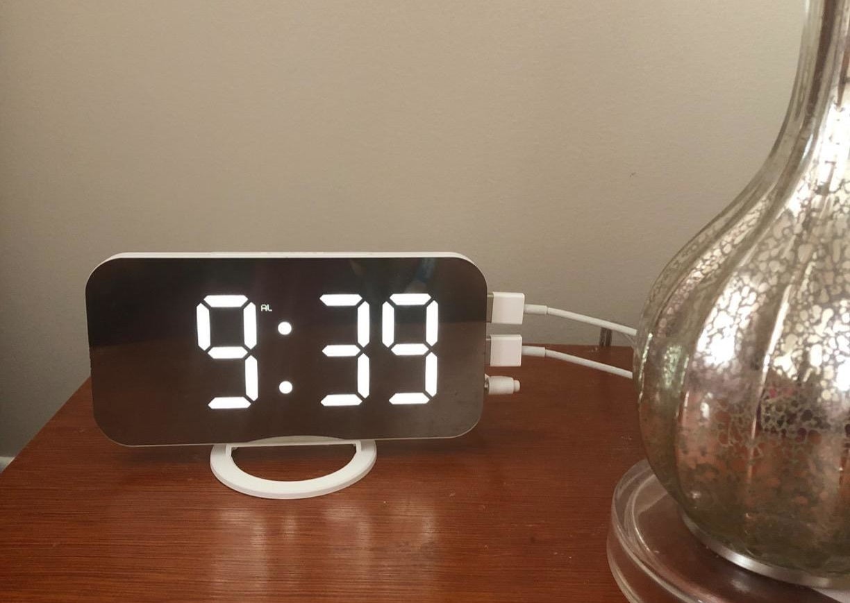 the alarm clock on a reviewer&#x27;s nightstand 