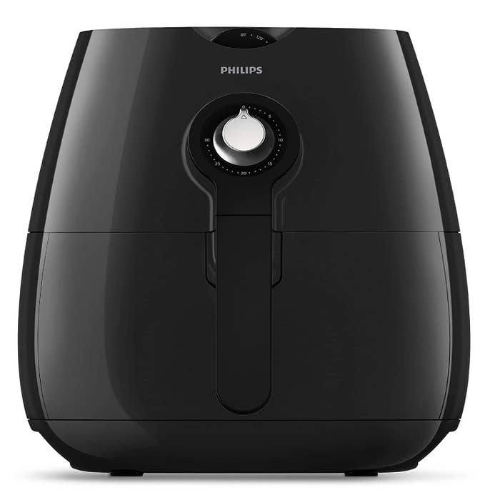 A black air fryer