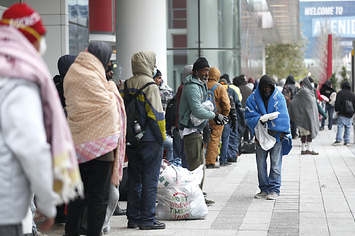 A line of more than 200 people formed outside at the George R. Brown Convention Center.