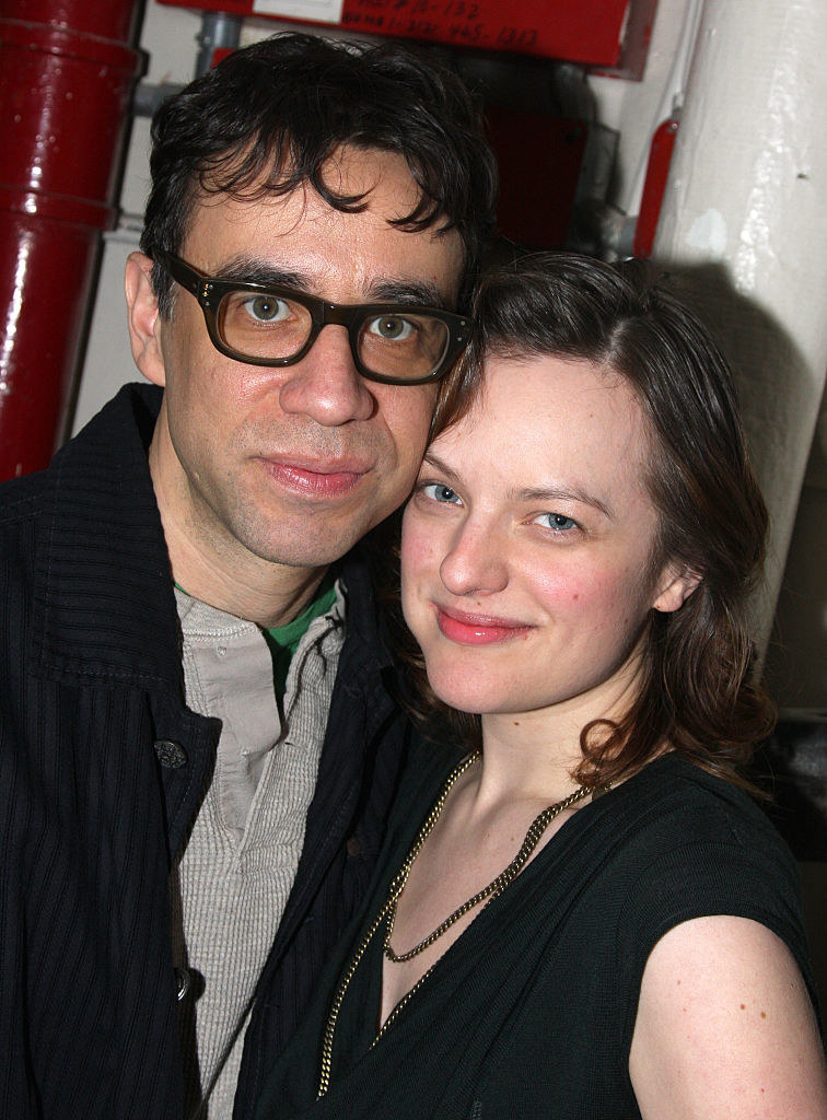 Fred Armisen and Elisabeth Moss backstage together at &quot;Speed the Plow&quot; on Broadway, late 2000s