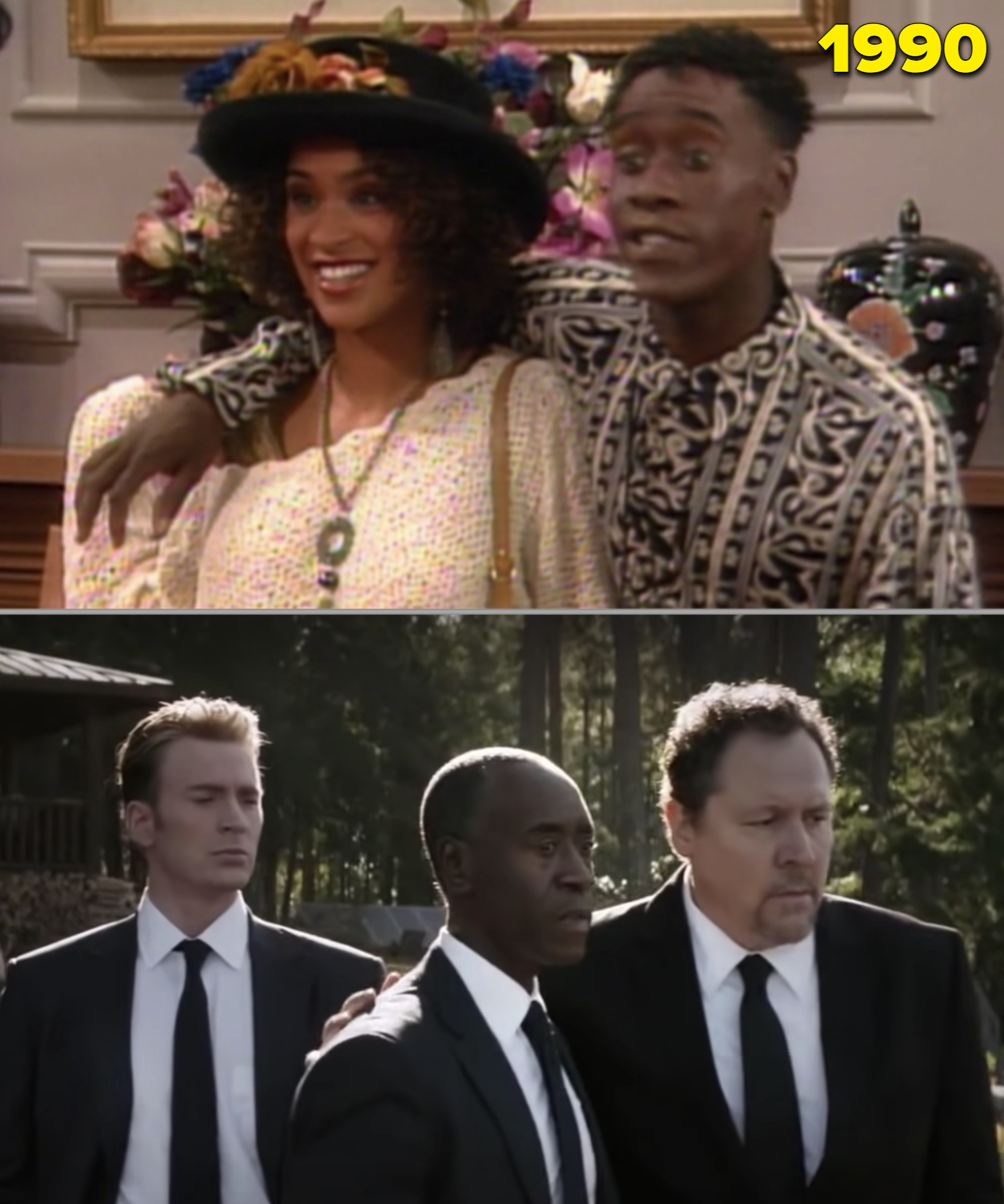 Don Cheadle in &quot;Fresh Prince&quot; with his arm around Hilary vs. him at Tony Stark&#x27;s funeral in &quot;Avengers: Endgame&quot;