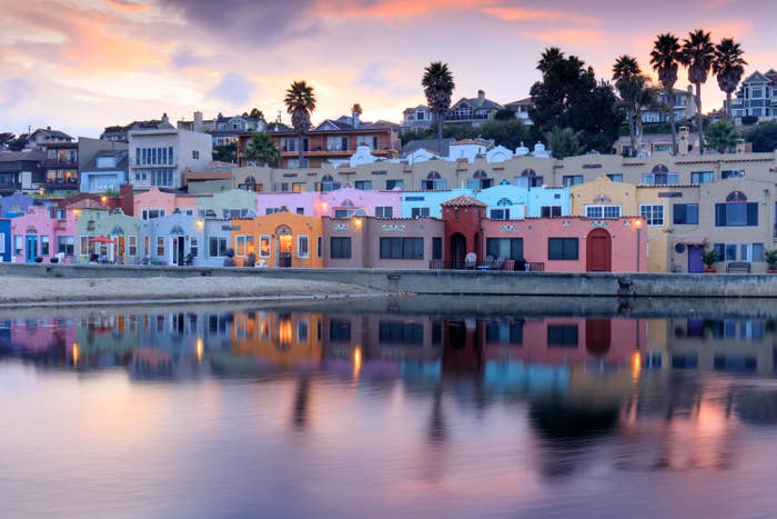 Colorful houses lining the shore at Capitola