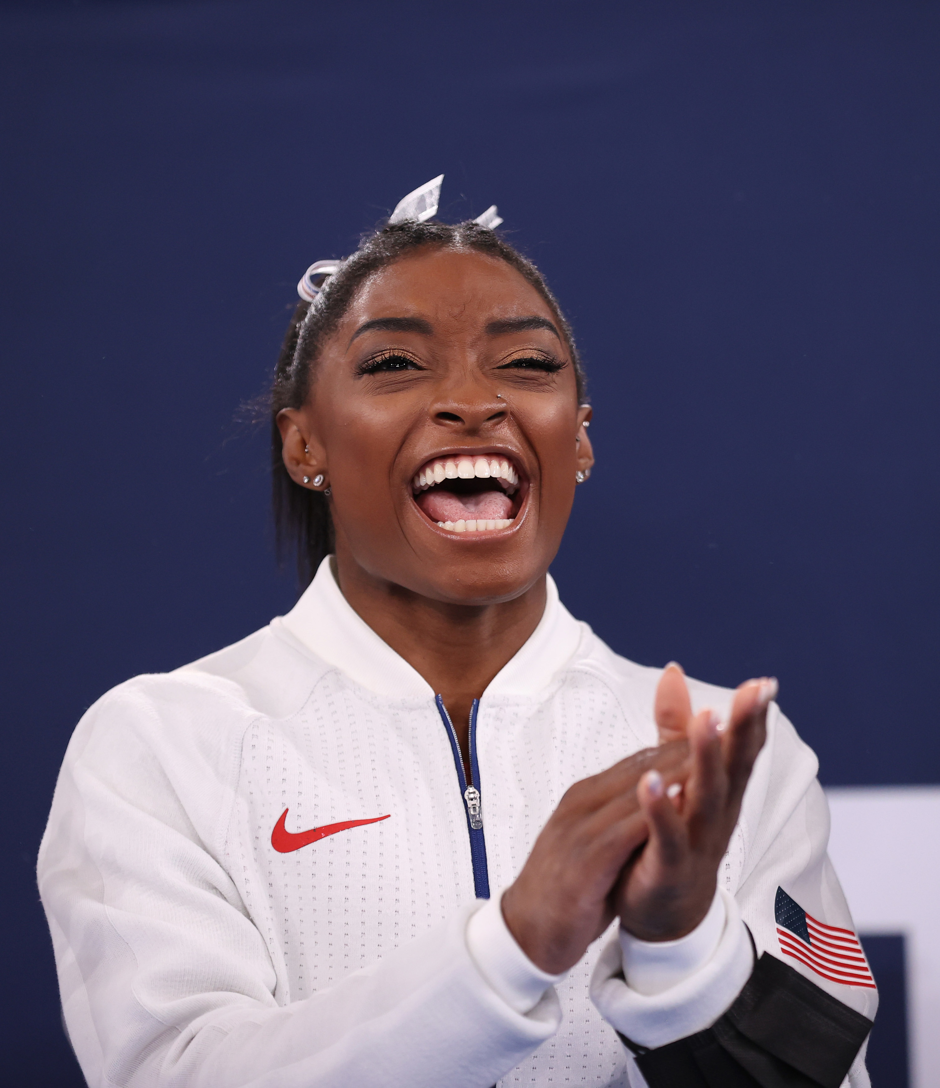 Simone cheering on a teammate