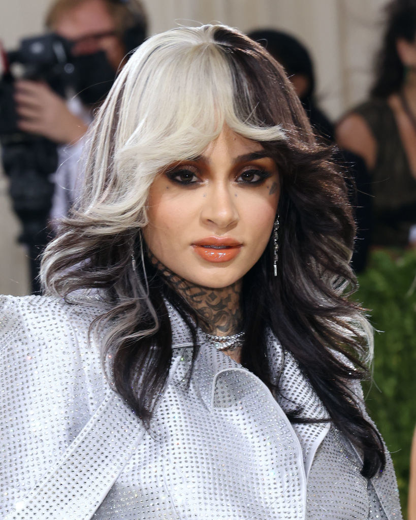 A close up of Kehlani as she shows off her dark eye makeup