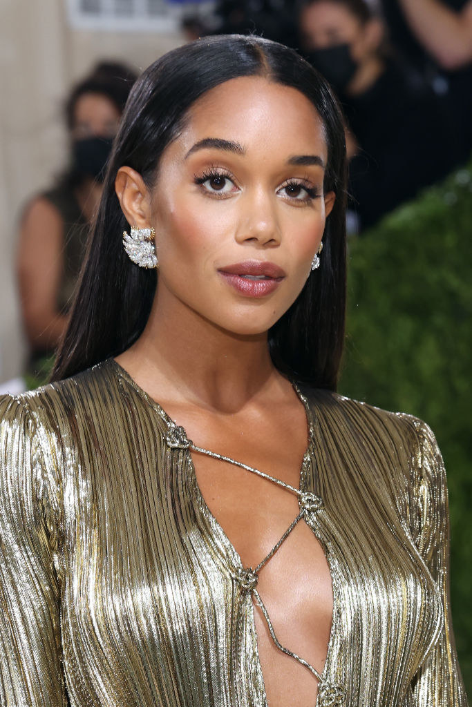 A close up of Laura Harrier as she shows off her natural makeup