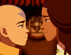 Aang and Katara kissing