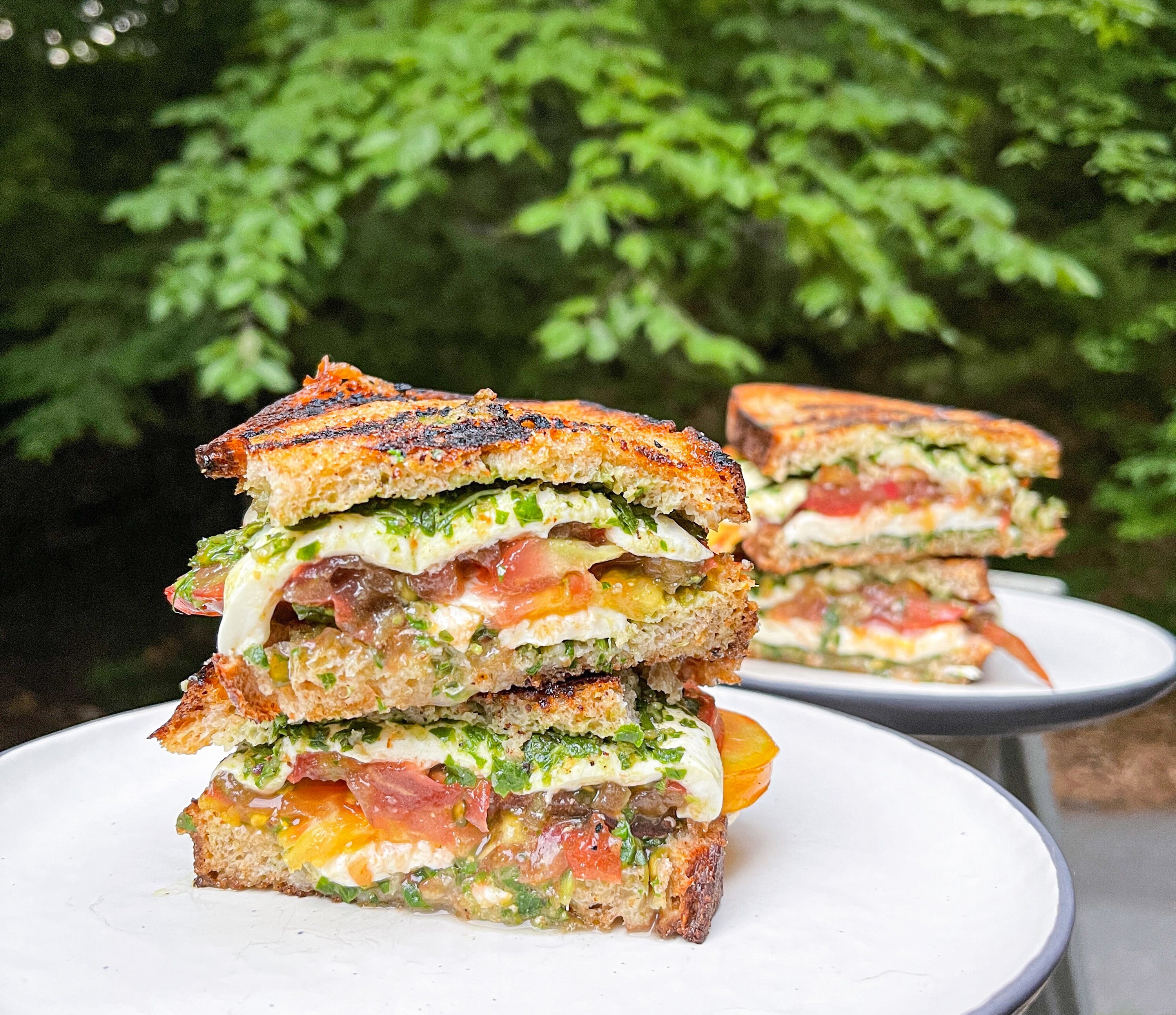 Balsamic Glazed Caprese Sandwiches on plates