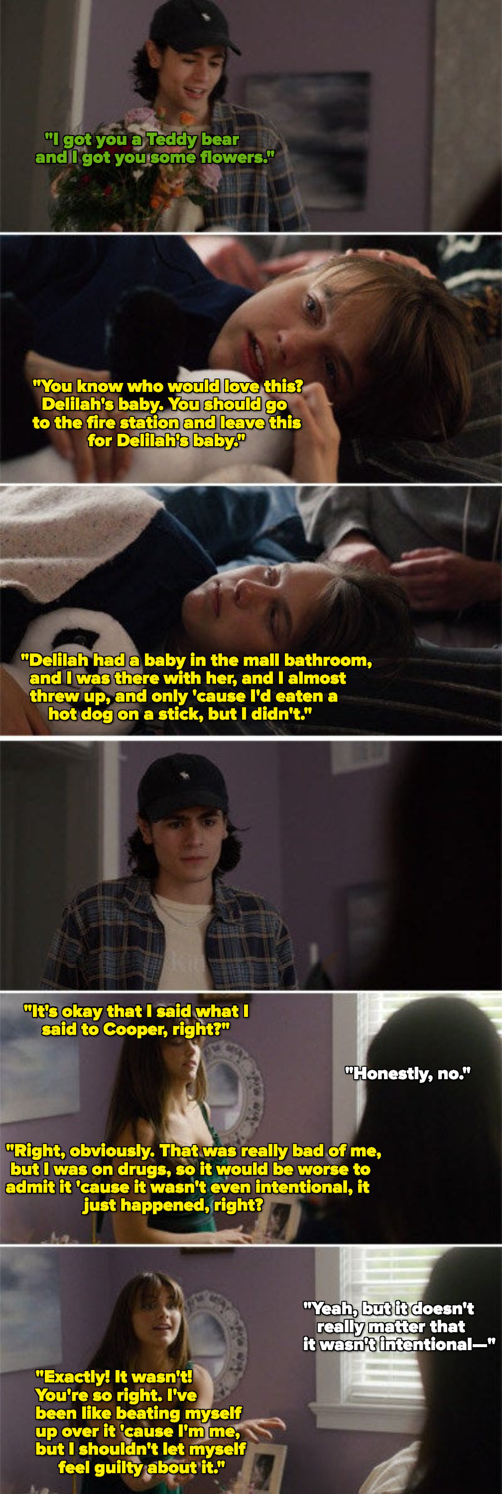 stills from the show where Delilah and Naomi and Cooper are talking about Delilah&#x27;s baby