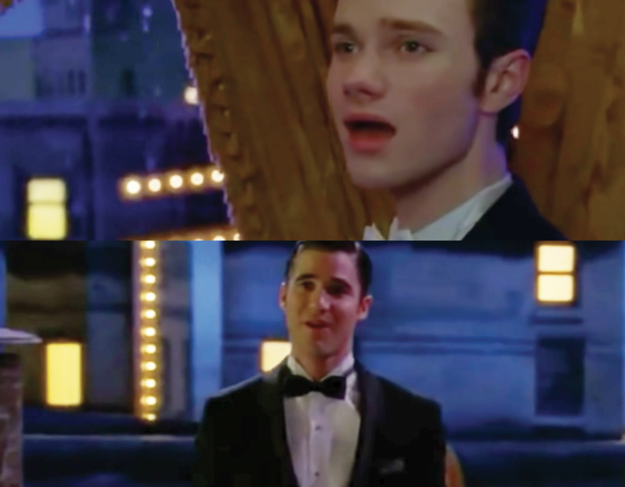 Kurt Hummel and Blaine Anderson wear matching dark suits