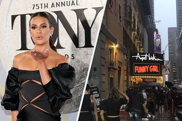 Lea Michele; crowd outside opening night of "Funny Girl"