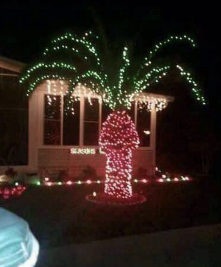 Christmas lights in the shape of an erect penis