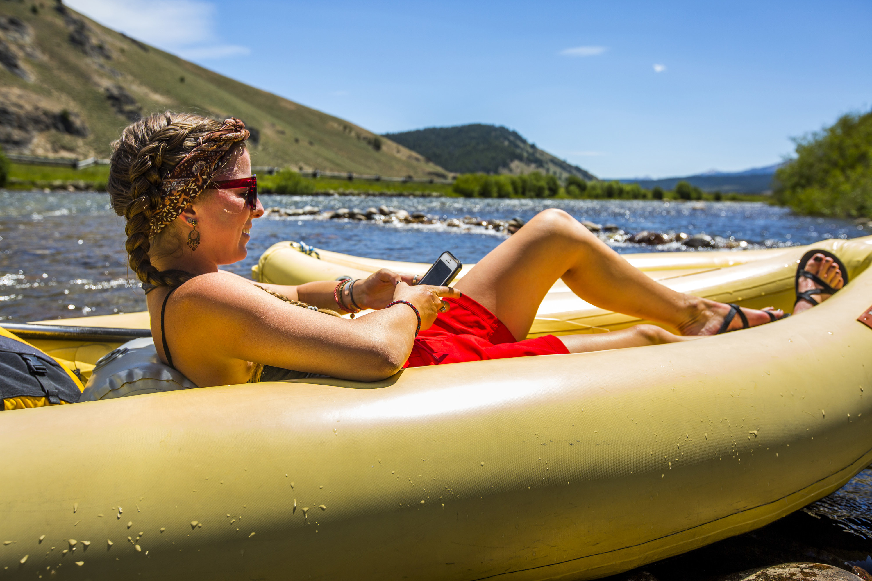 A woman river-rafting