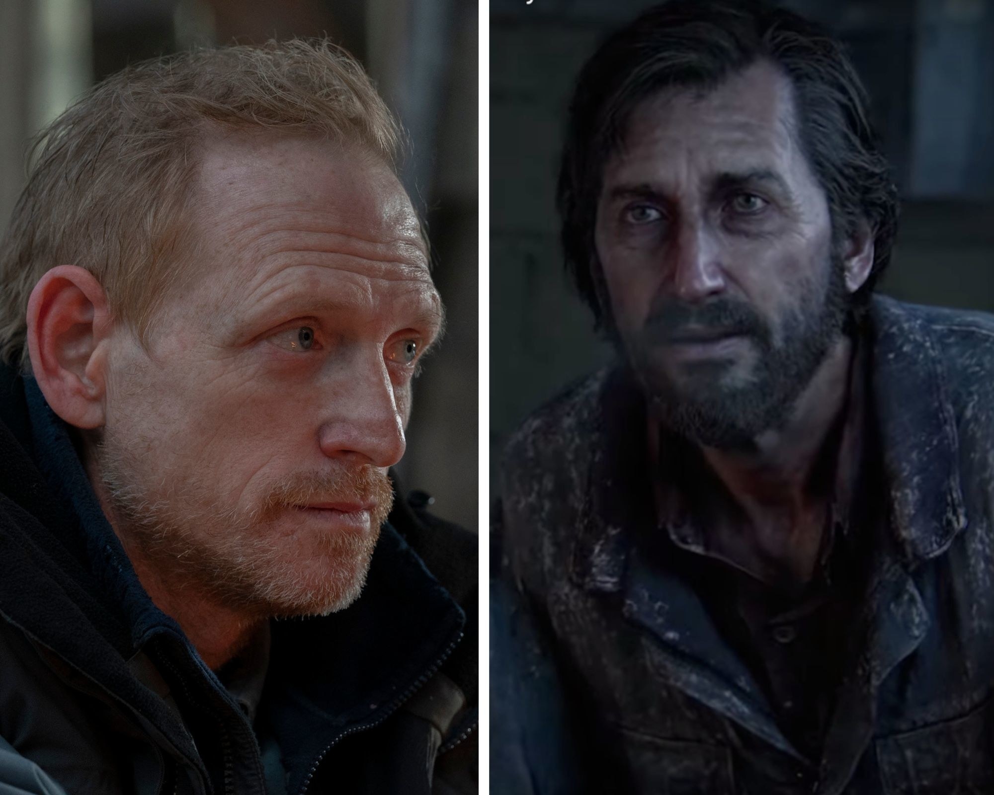 a side by side of David from the show and David from the game