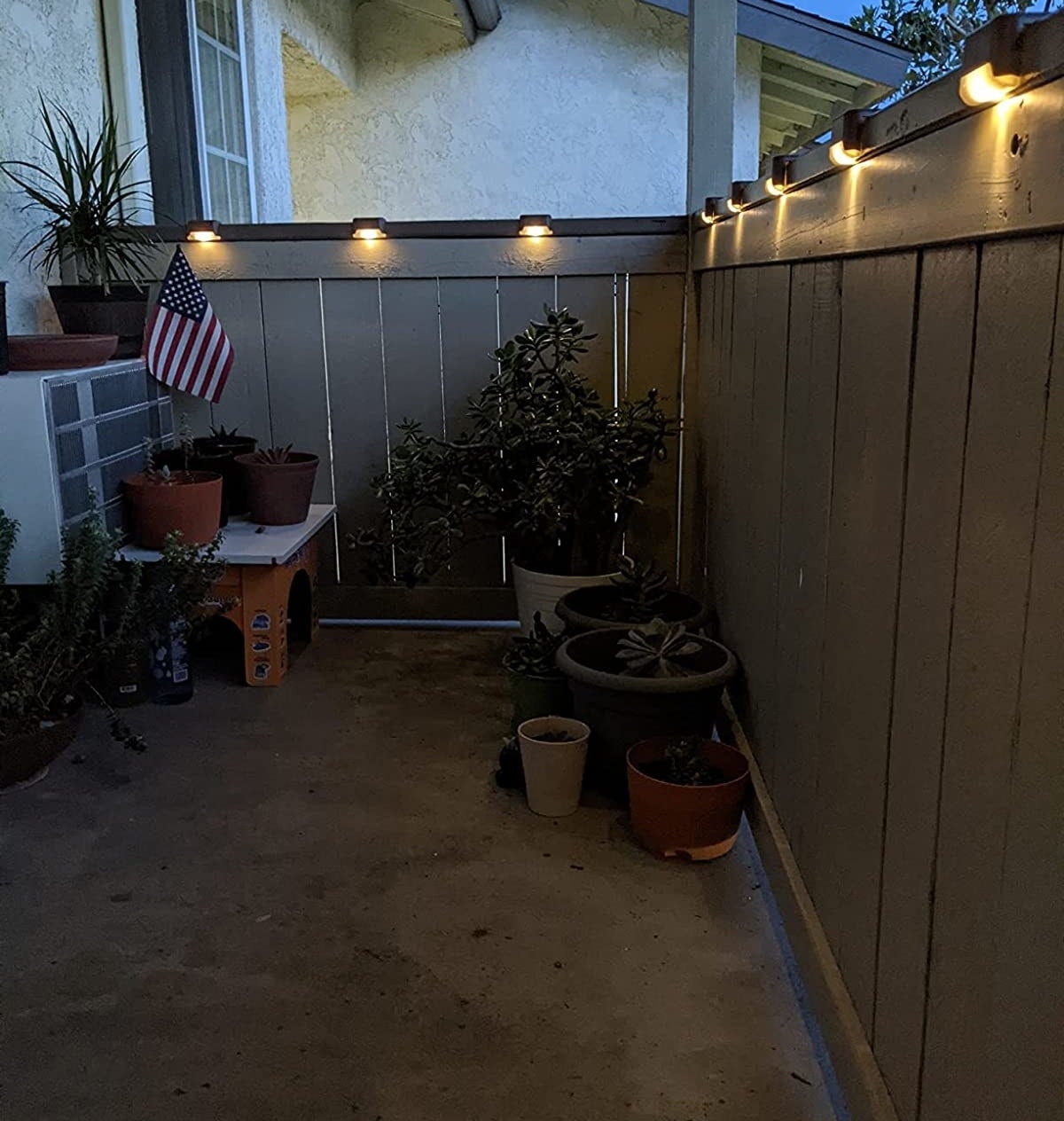 Reviewer photo of lights on a patio fence