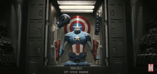 Steve Rogers&#x27;s uniform behind glass