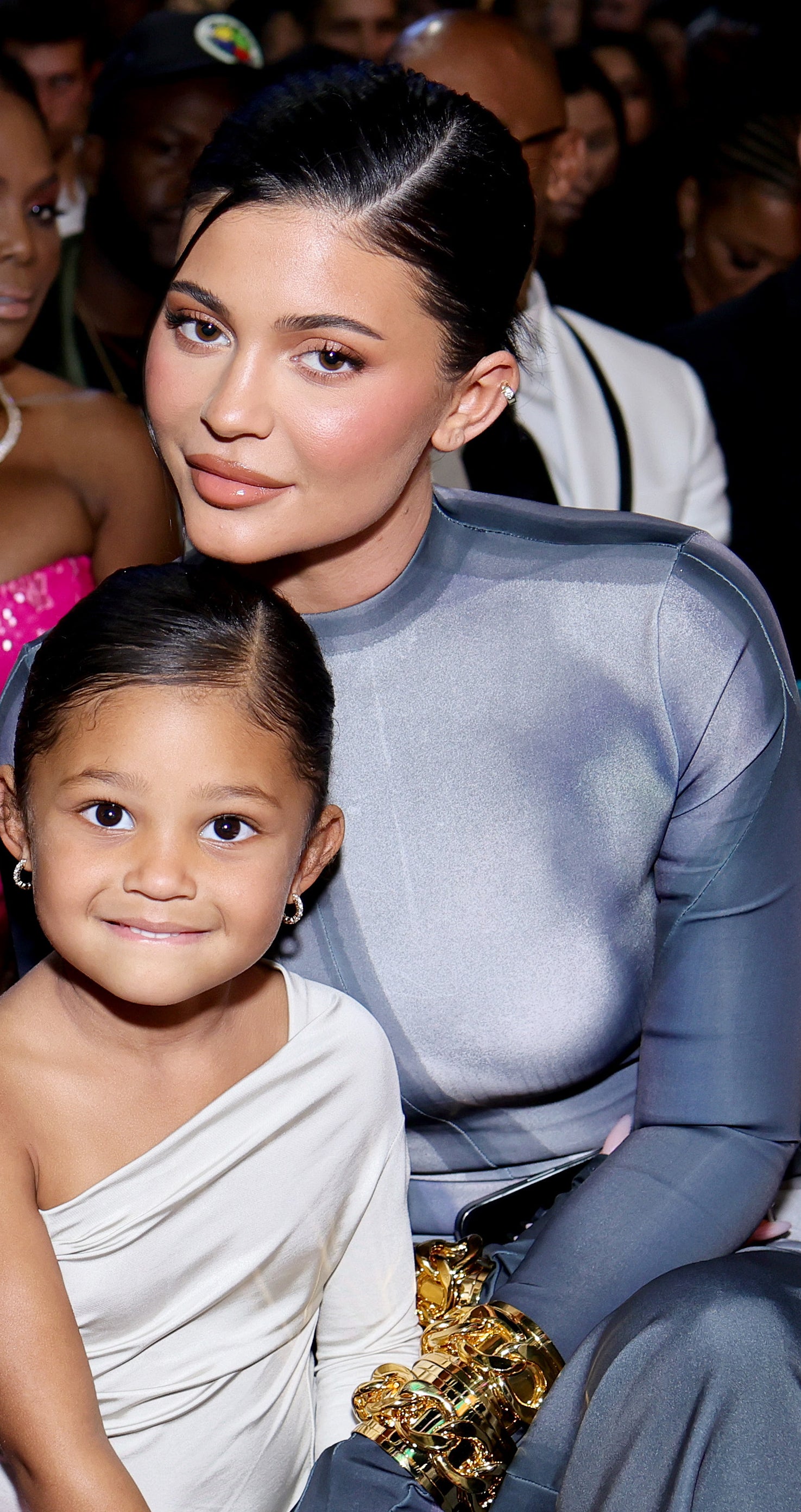 Close-up of Kylie and Stormi