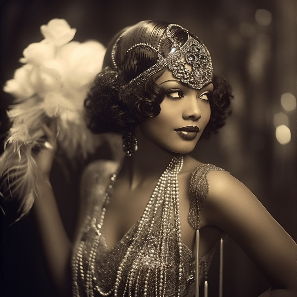 A woman dressed as a flapper