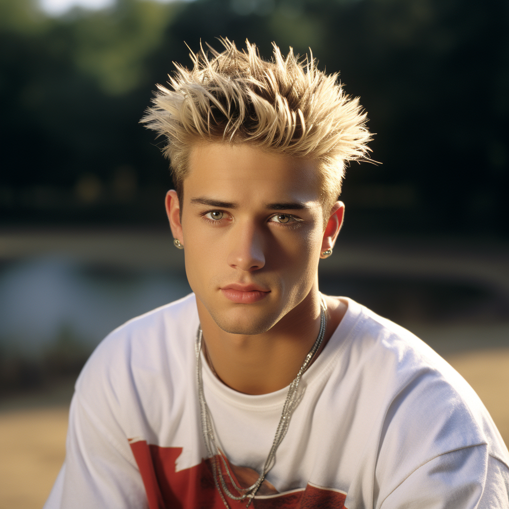 A man with long chains in a white shirt with frosted tips