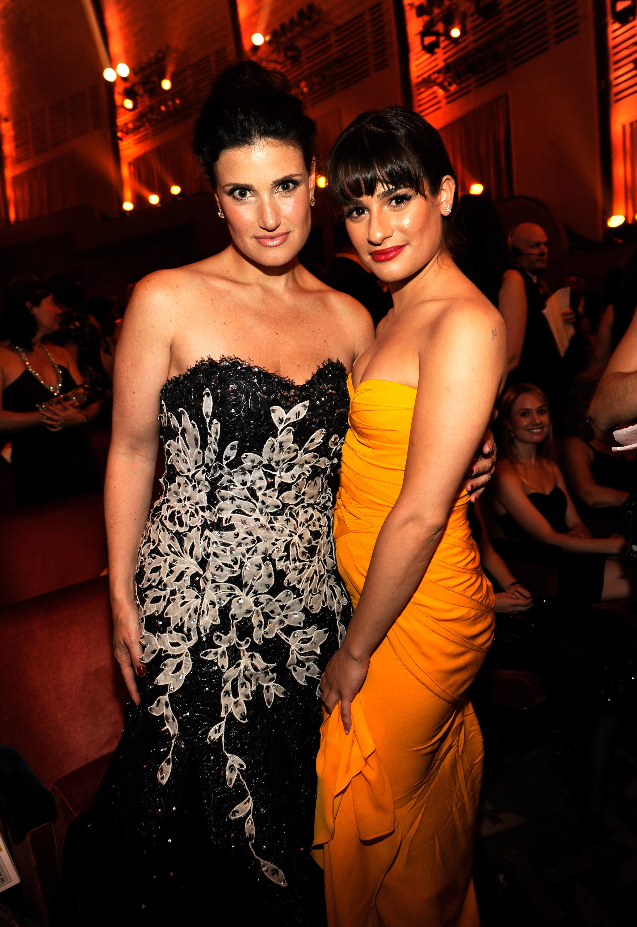 Idina and Lea at a media event