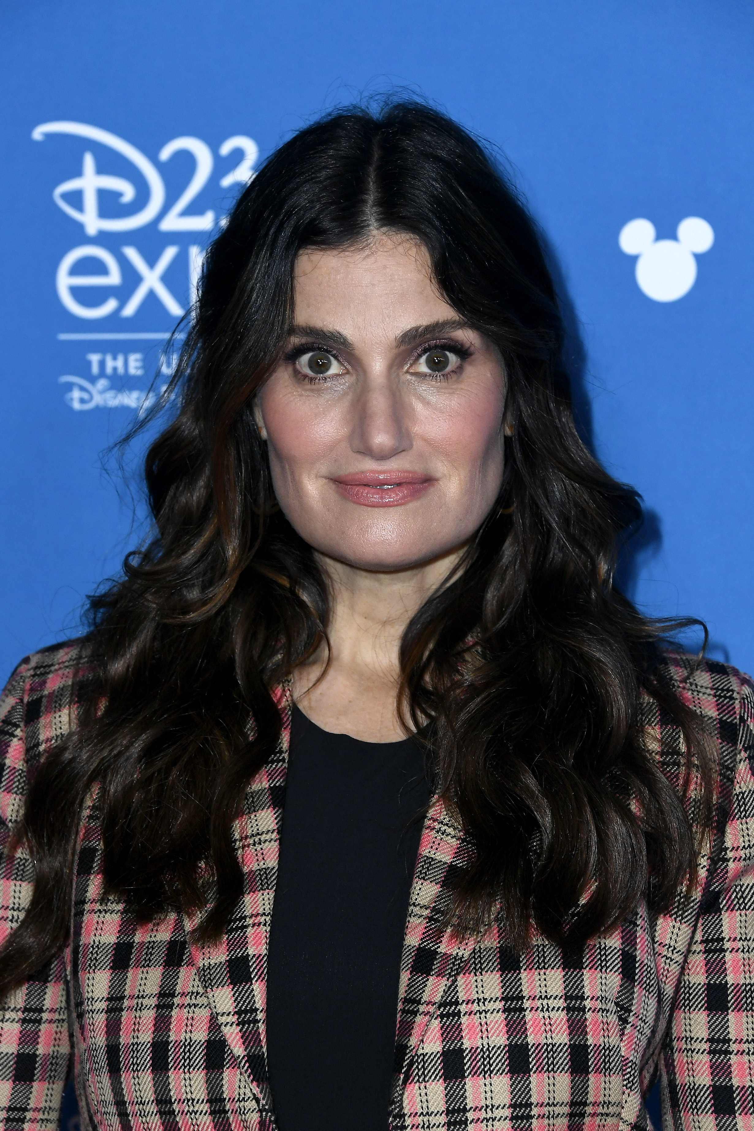 Close-up of Idina at a media event