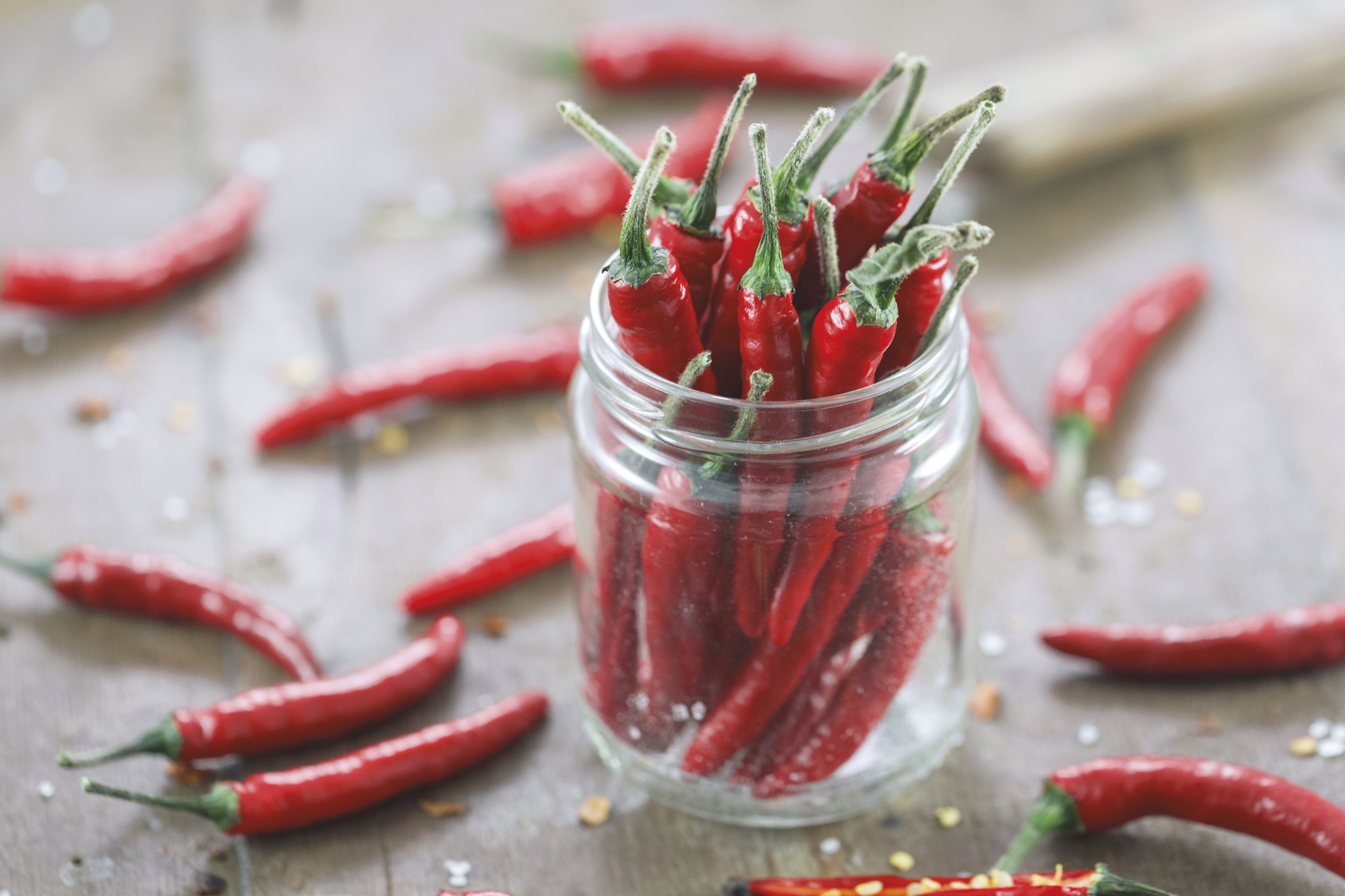 a container of chillies