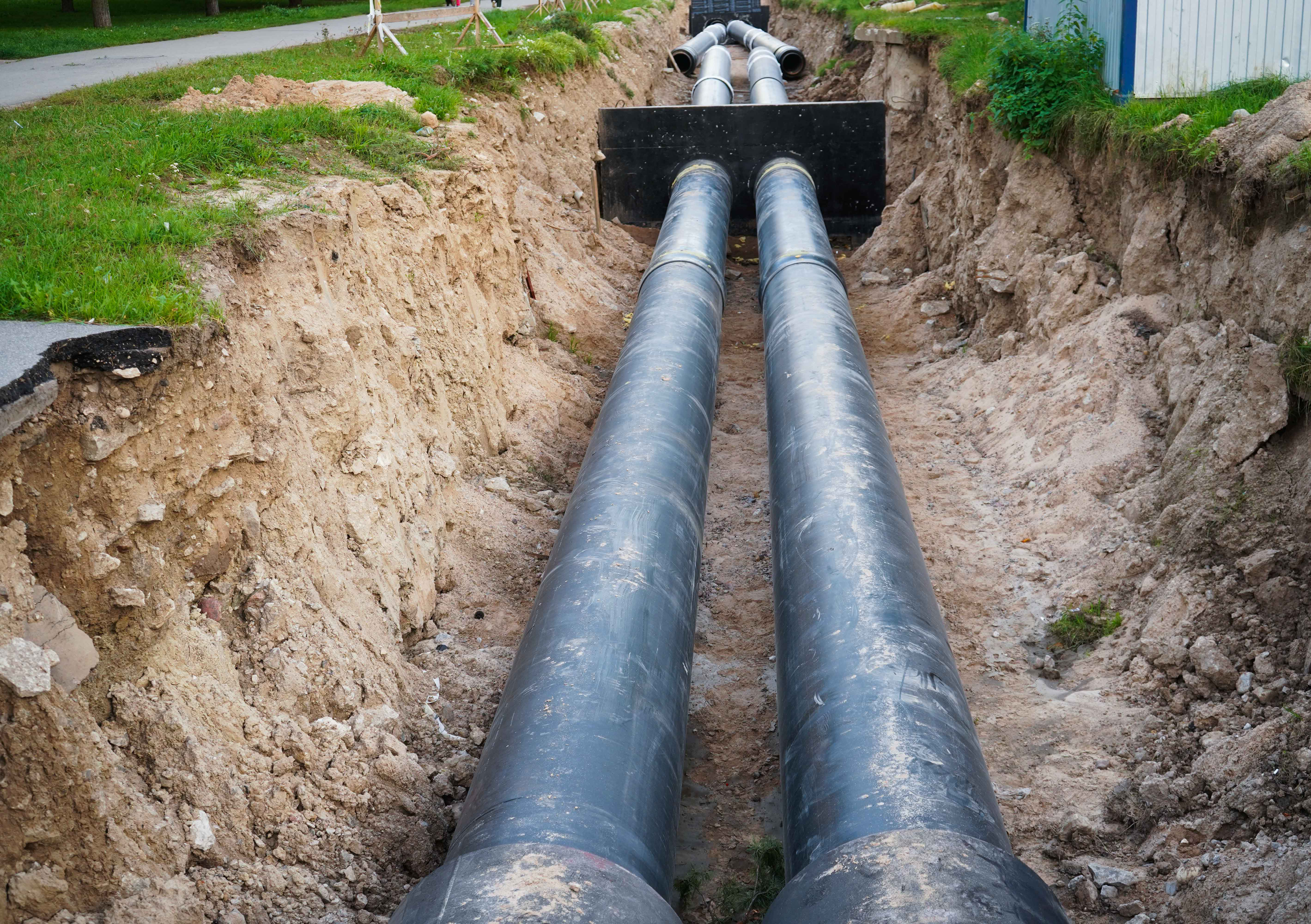 excavated gas lines leading to a residential house