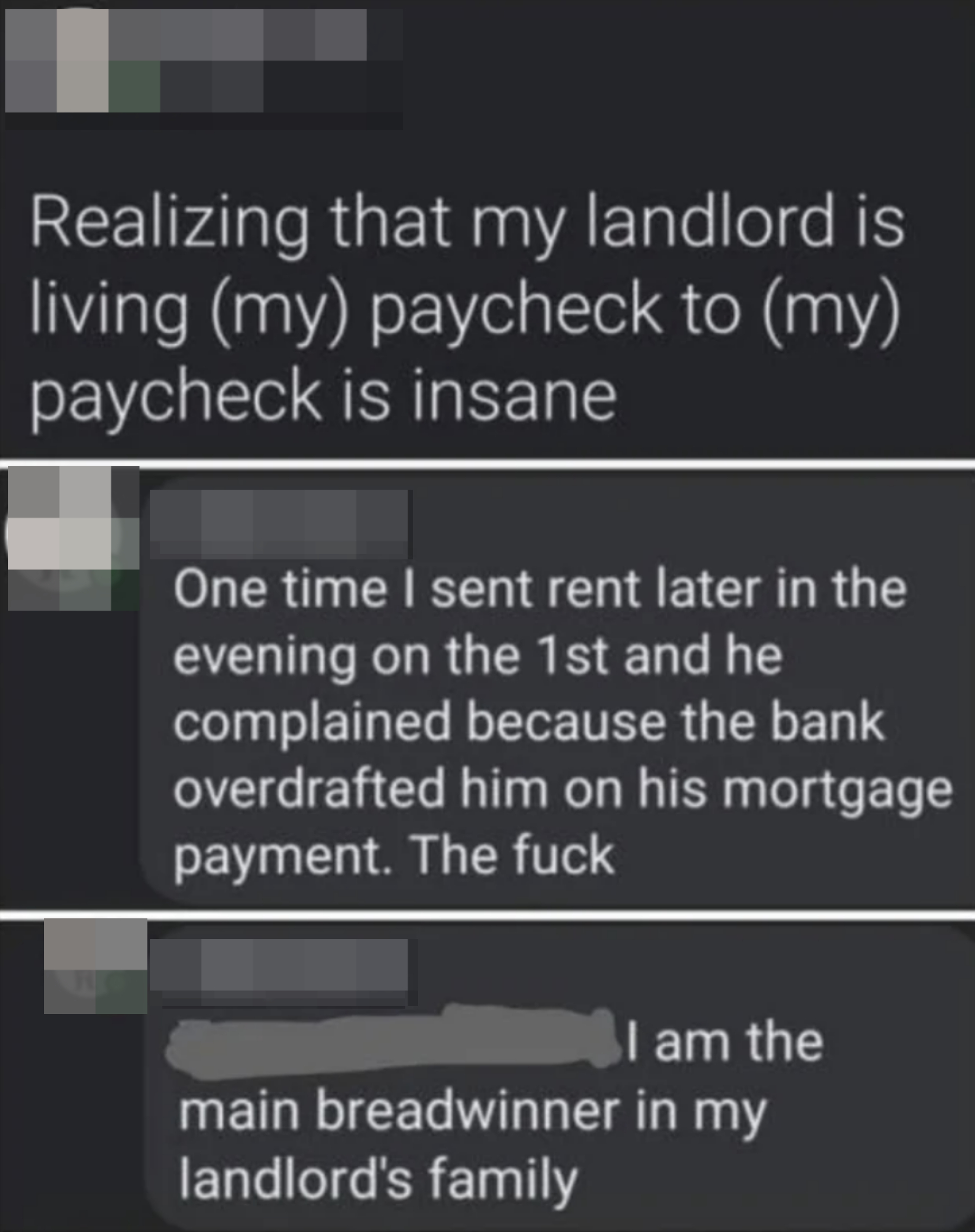 i am the main breadwinner in my landlords family