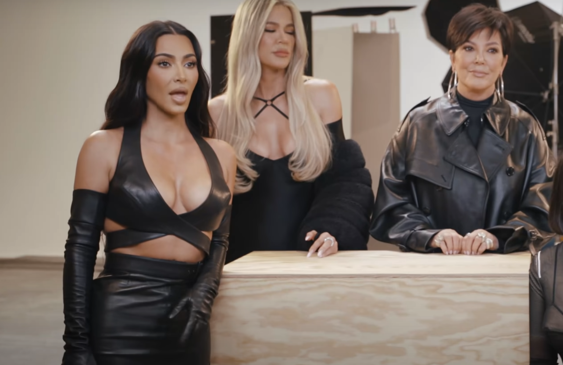 Closeup of Kim, Khloé, and Kris