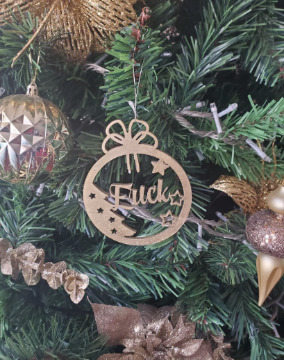 An ornament that says &quot;Erick,&quot; but looks like &quot;Fuck&quot;