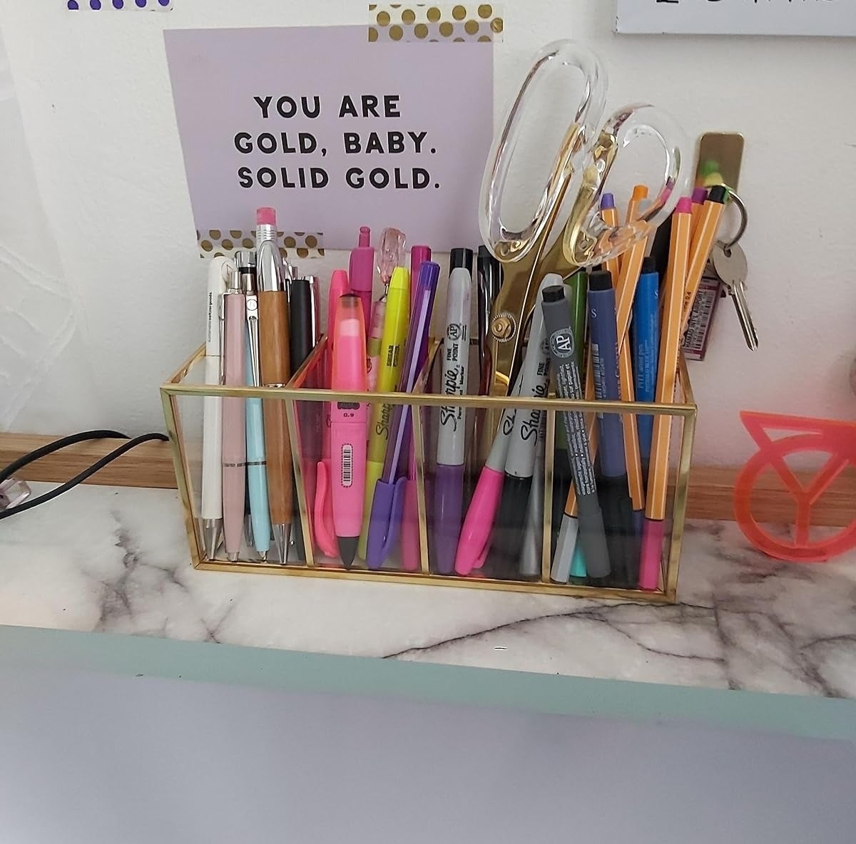 Pens in a transparent storage case
