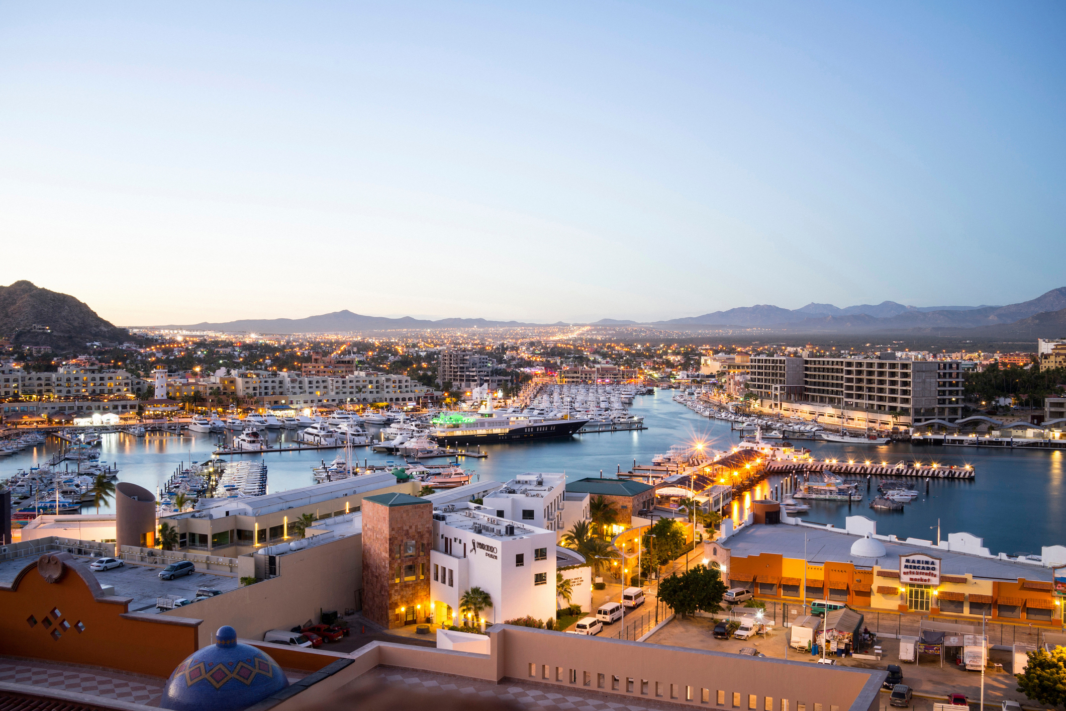 Cabo San Lucas Marina as seen from a resort