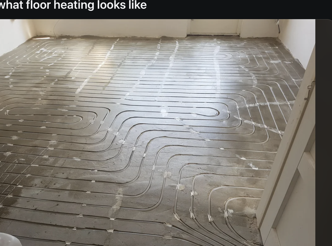 A floor with heating coils