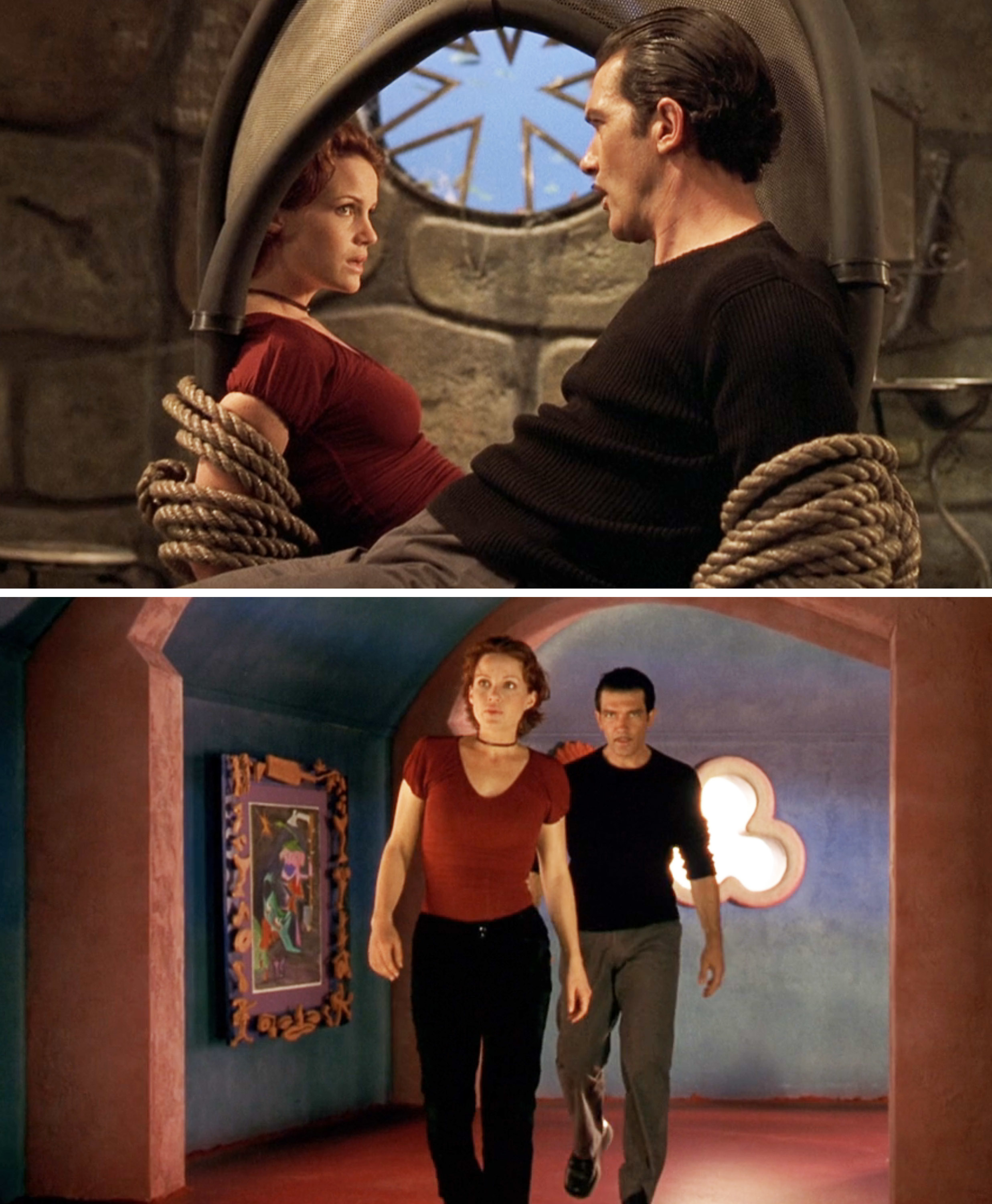 Carla Gugino and Antonio Banderas in Spy Kids