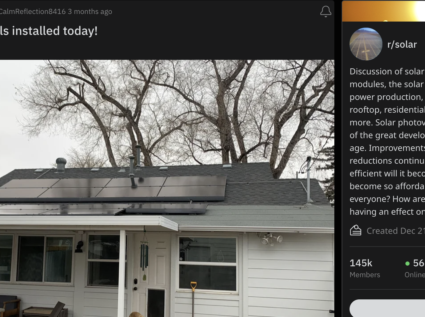 Summary of solar panel installation benefits and considerations in a Reddit post