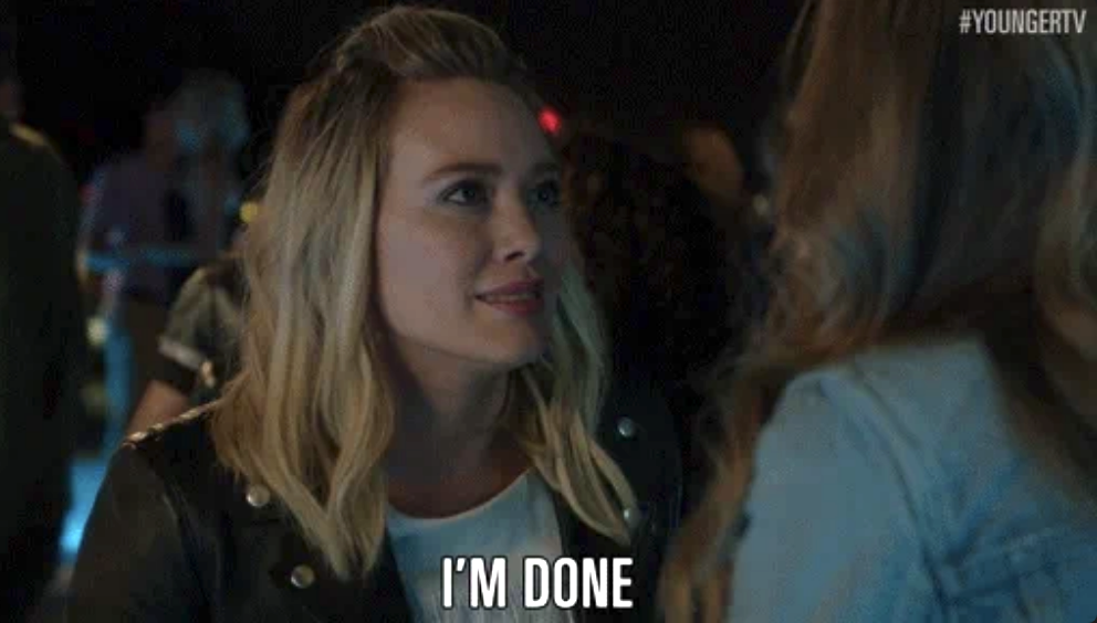 HIlary Duff in Younger telling someone I&#x27;m done&quot;