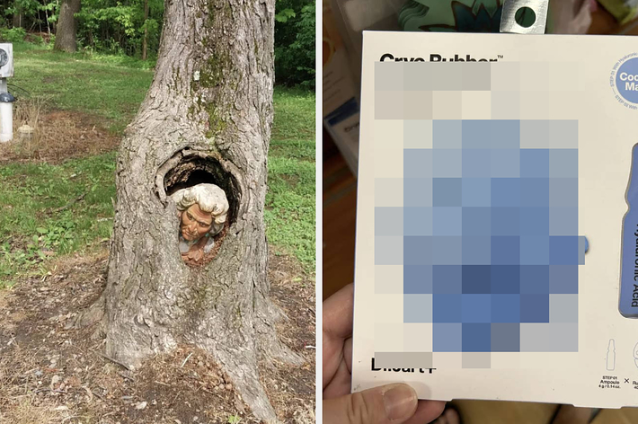 Left: Tanker truck with "PoopLife" written on it, captioned "This can't be a real company." Right: Burger King cup inside a microwave, captioned "Found on my way to work..."